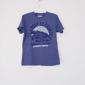 Star Wars Millennium Falcon T Shirt Blue Size Medium YT-1300 Lt Fighter Tee